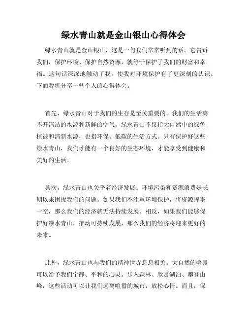 绿水青山就是金山银山心得体会