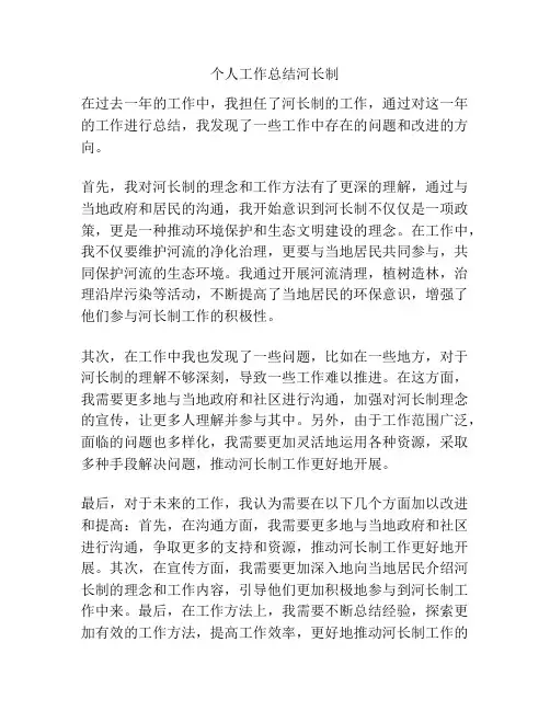 个人工作总结河长制