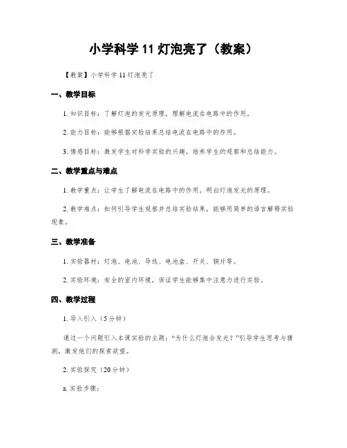 小学科学11灯泡亮了(教案)