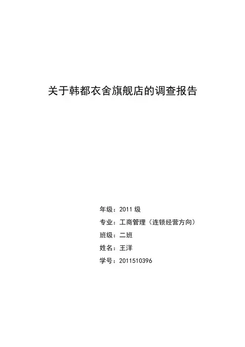 关于韩都衣舍旗舰店的调查报告王洋