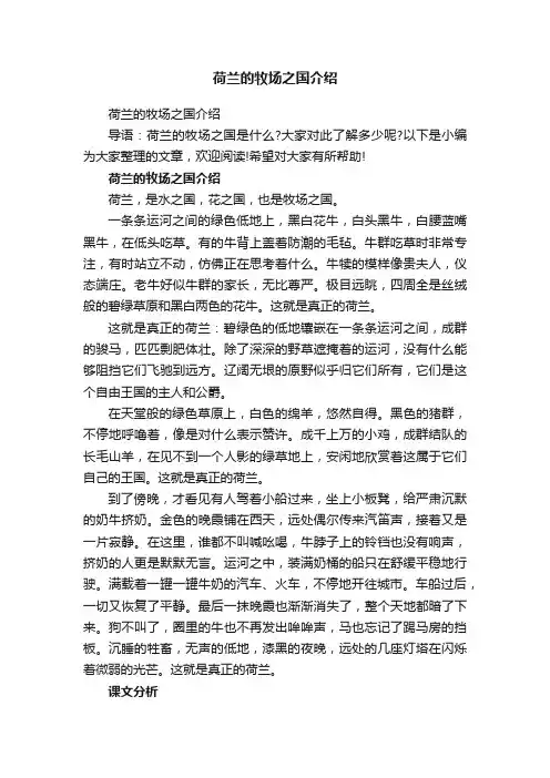 荷兰的牧场之国介绍