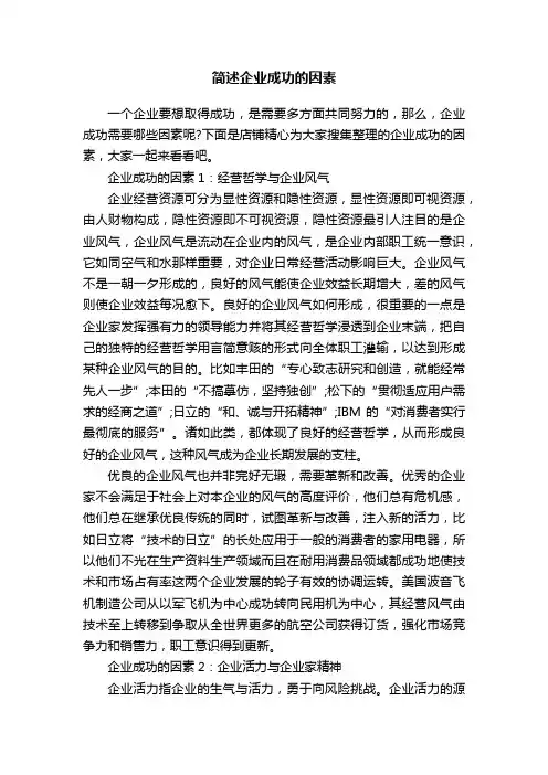 简述企业成功的因素