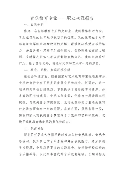 音乐教育专业——职业生涯报告