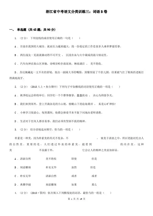 浙江省中考语文分类训练三：词语B卷
