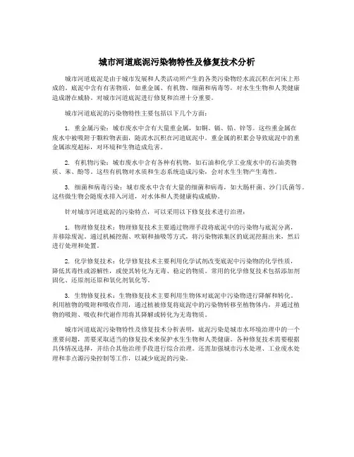 城市河道底泥污染物特性及修复技术分析