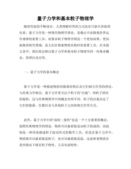 量子力学和基本粒子物理学