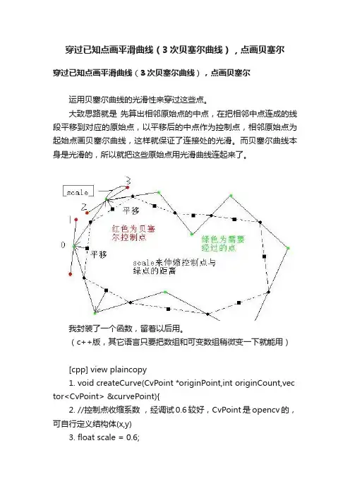 穿过已知点画平滑曲线（3次贝塞尔曲线），点画贝塞尔
