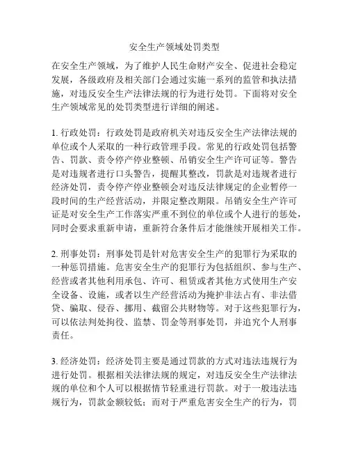 安全生产领域处罚类型