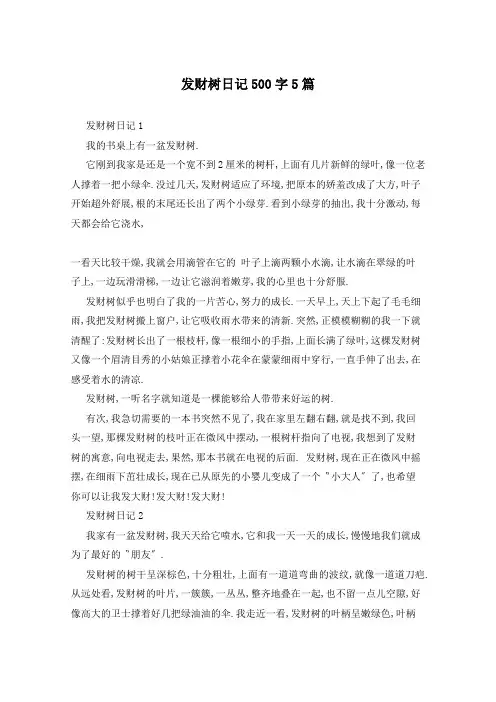 发财树日记500字5篇