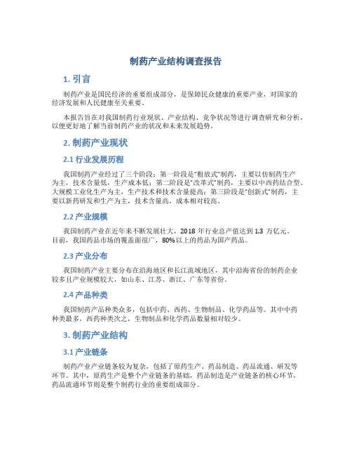 制药产业结构调查报告