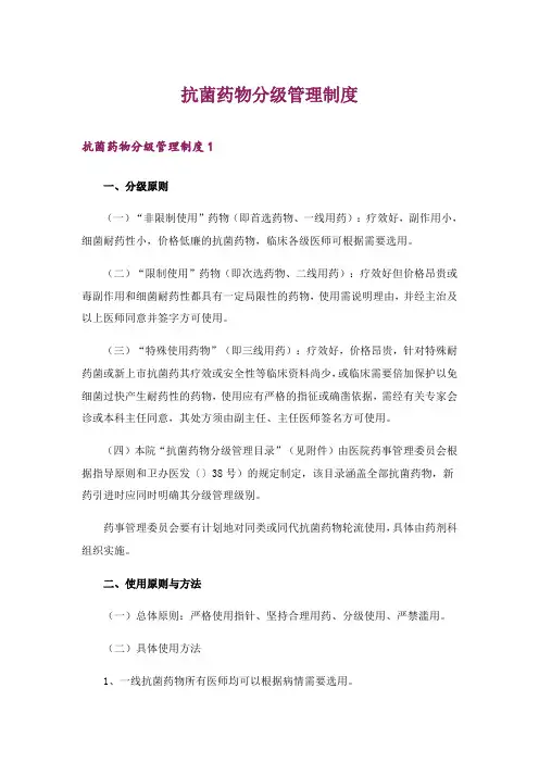 2024年抗菌药物分级管理制度