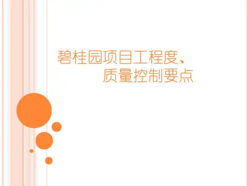 碧桂园项目工程度、质量控制要点