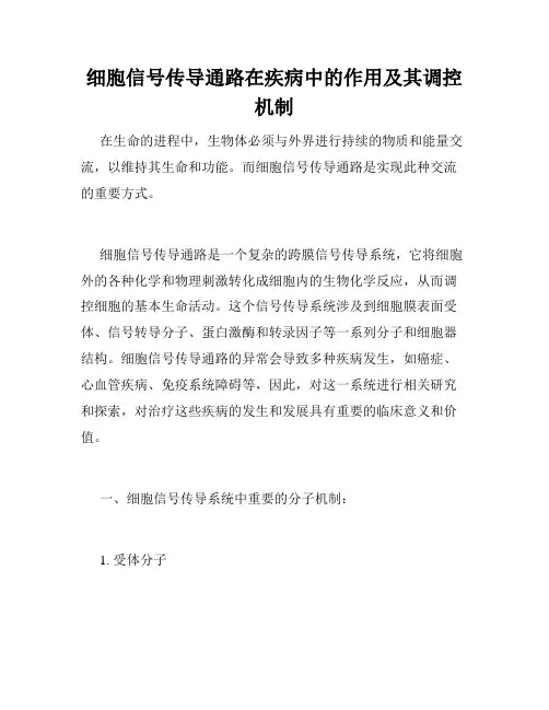 细胞信号传导通路在疾病中的作用及其调控机制