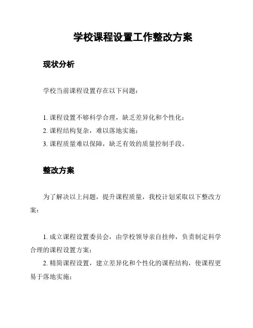 学校课程设置工作整改方案