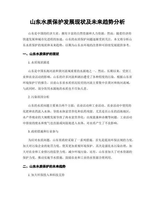 山东水质保护发展现状及未来趋势分析