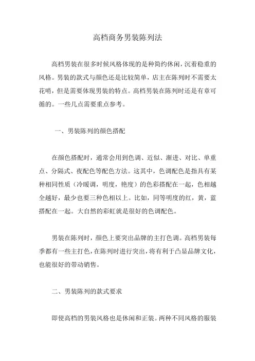 高档商务男装陈列法