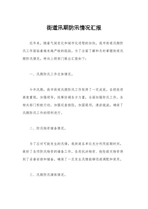 街道汛期防汛情况汇报
