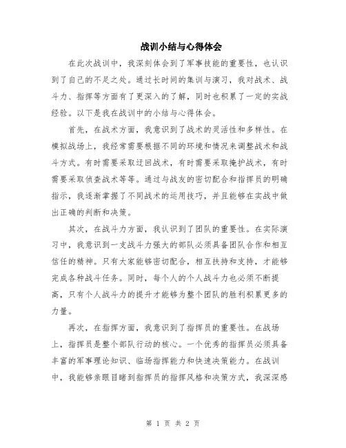 战训小结与心得体会