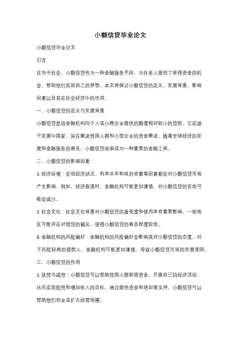 小额信贷毕业论文