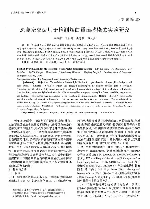 斑点杂交法用于检测烟曲霉菌感染的实验研究