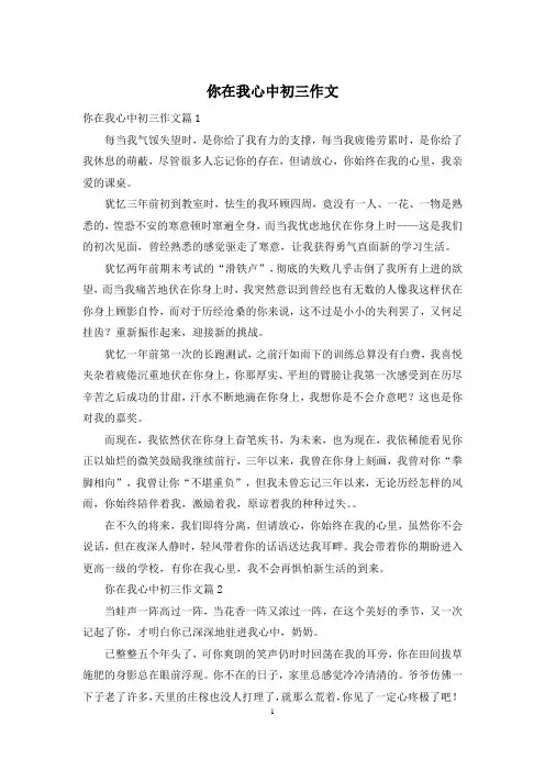 你在我心中初三作文