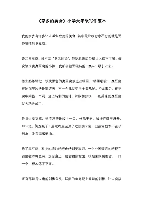 《家乡的美食》小学六年级写作范本