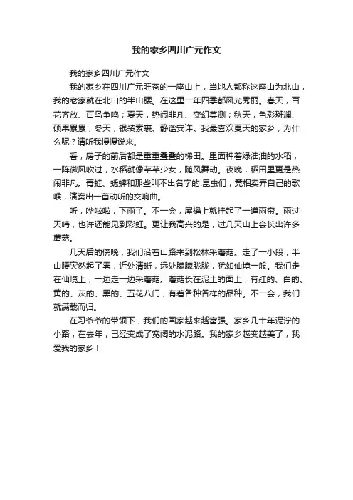 我的家乡四川广元作文