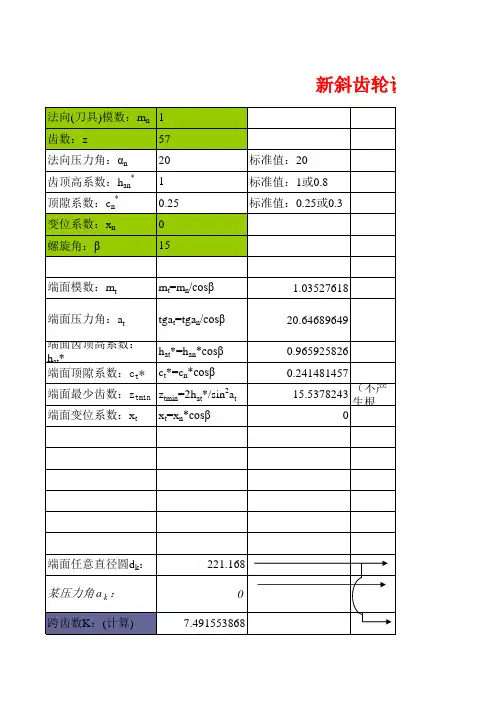 新斜齿轮参数设计