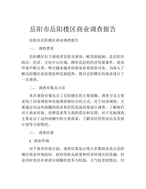 岳阳市岳阳楼区商业调查报告
