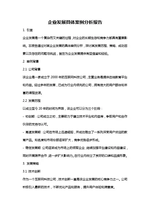 企业发展具体案例分析报告
