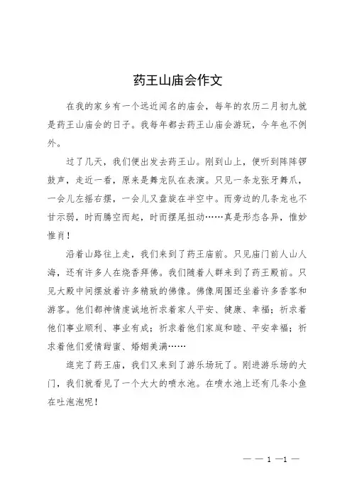 药王山庙会作文