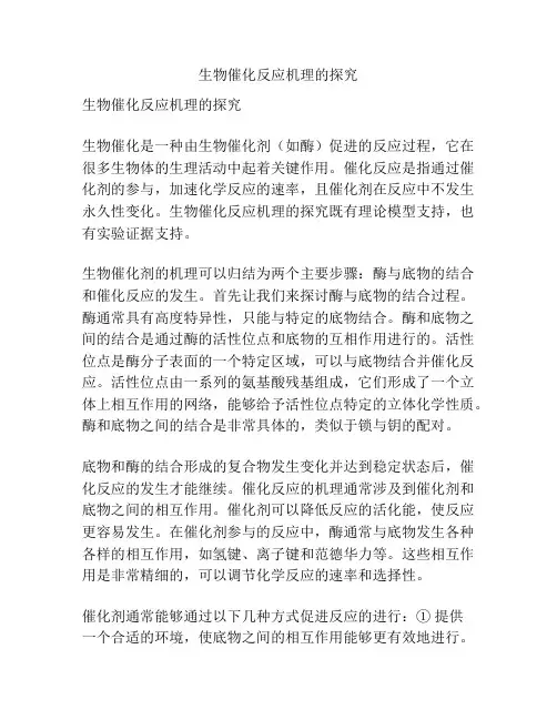 生物催化反应机理的探究