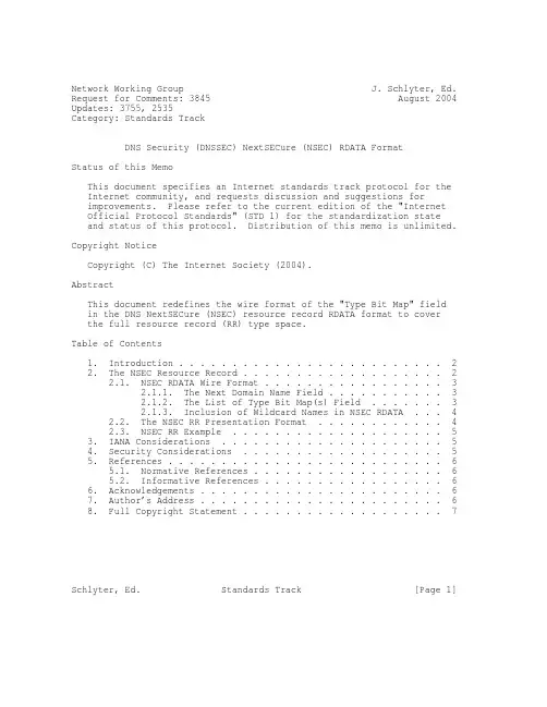 rfc3845.DNS Security (DNSSEC) NextSECure (NSEC) RDATA Format