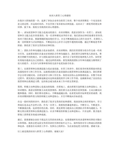培训入职青工心得感悟
