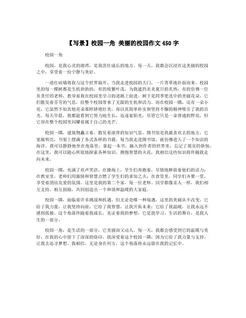 【写景】校园一角 美丽的校园作文450字