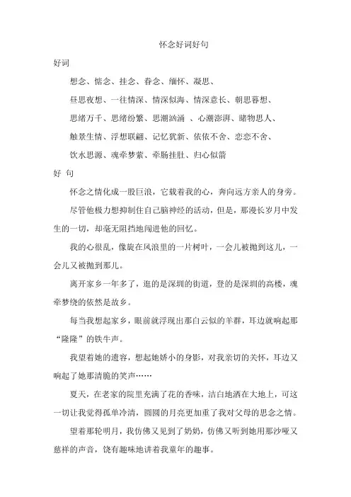怀念好词好句