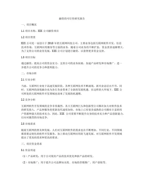 融资的可行性研究报告