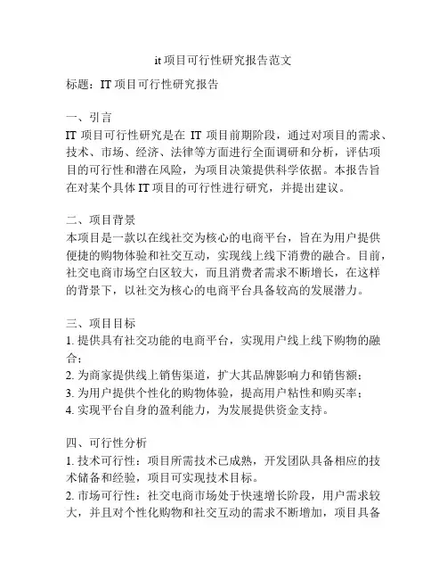 it项目可行性研究报告范文