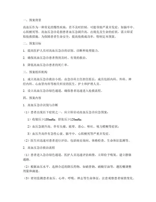 高血压急诊应急预案范文