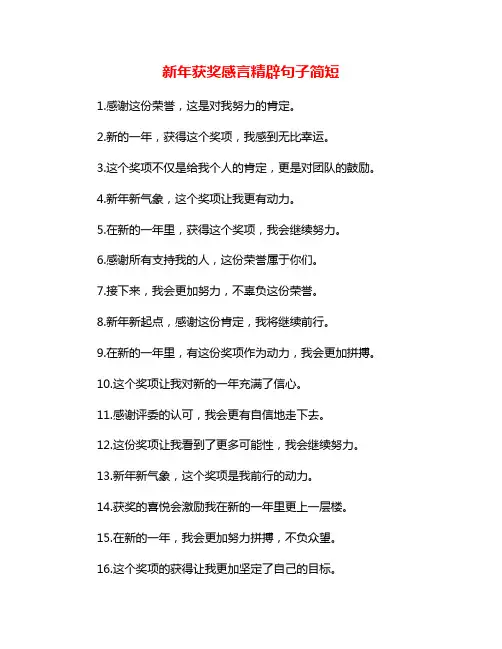 新年获奖感言精辟句子简短