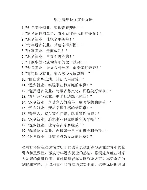 吸引青年返乡就业标语