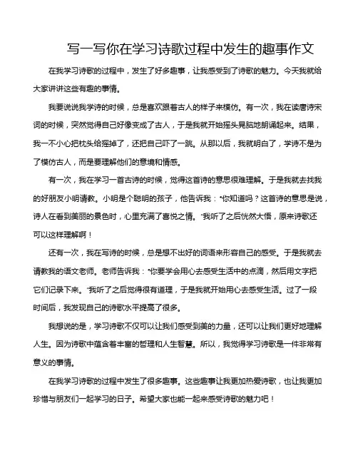 写一写你在学习诗歌过程中发生的趣事作文