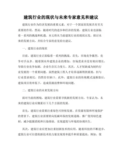建筑行业的现状与未来专家意见和建议