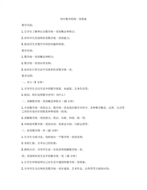 初中数学的统一美教案