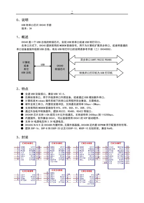 USB转串口芯片CH340手册