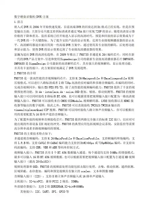 数字硬盘录像机(DVR)方案