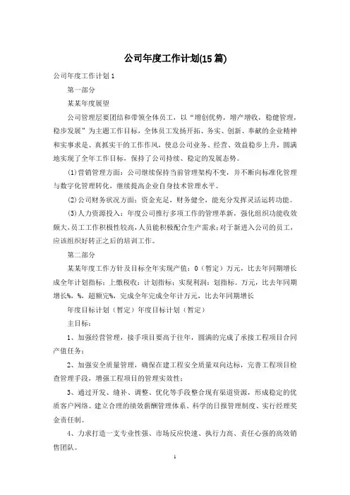 公司年度工作计划(15篇)