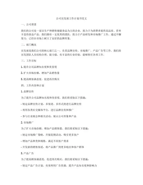 公司宣发部工作计划书范文