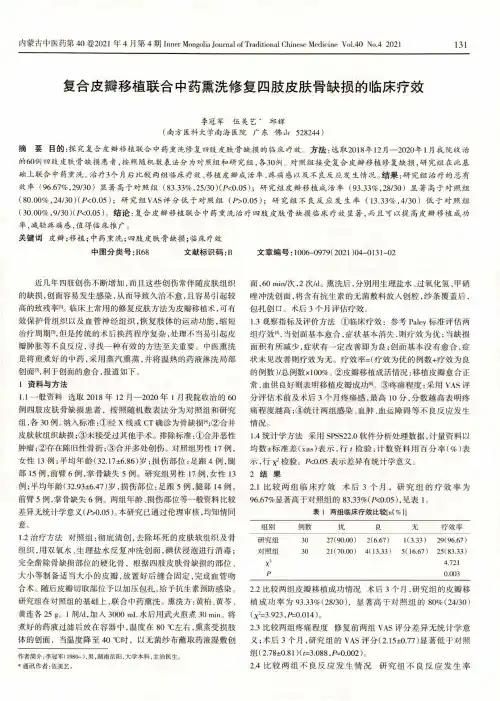 复合皮瓣移植联合中药熏洗修复四肢皮肤骨缺损的临床疗效
