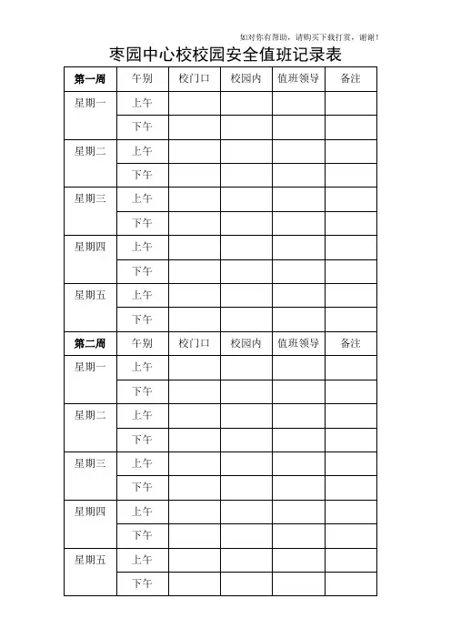 校园安全值班记录表